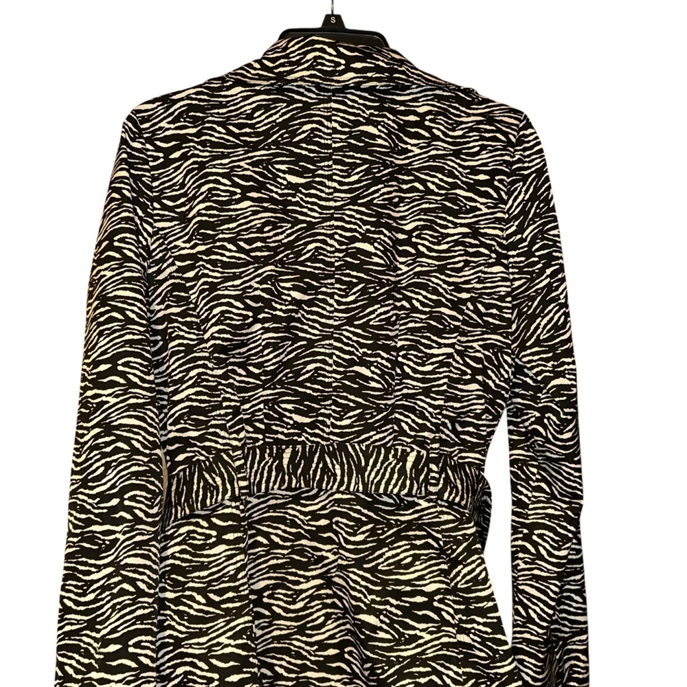 Sandro Studio Zebra Print Trench Coat Jacket Women’s Medium Black White Belted - Picture 5 of 9